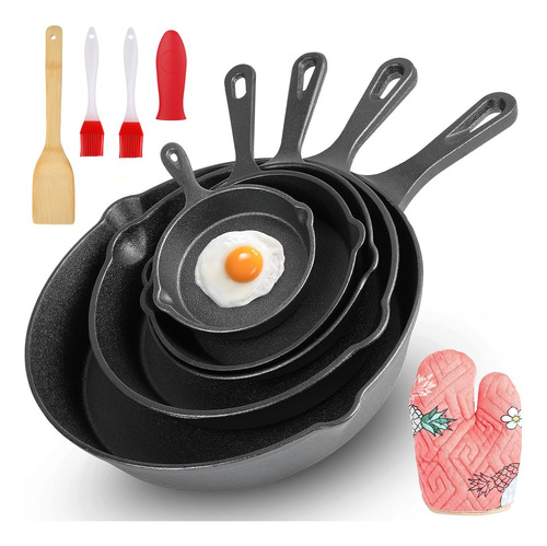 Sartén De Hierro Fundido Antiadherente Set De Sartenes 10pcs Negro