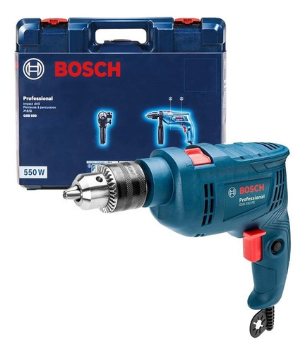 Furadeira Impacto Bosch 13mm 550w Maleta Gsb 550 Re 220v Cor Azul