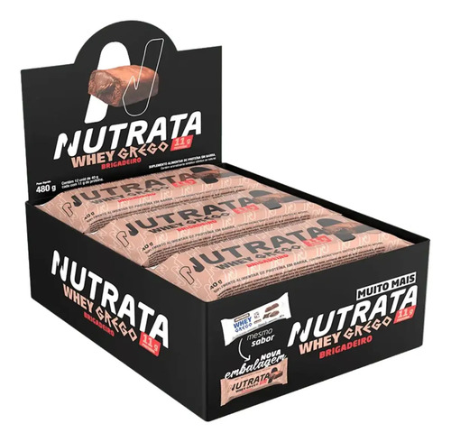 Pack Barra de Proteína Nutrata Grego com Sabor Brigadeiro – 12 Unidades