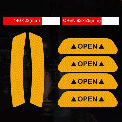 Sticker Reflectivo Open Puertas Tuning Amarillo Precaucion