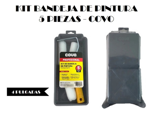 Kit De Pintura 4pul - Bandeja Rodillo Y 3 Fundas - 5 Piezas 