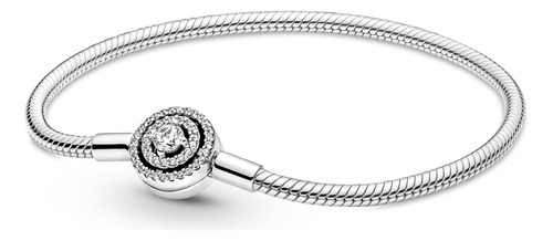 Brazalete Pandora Moments Cadena De Serpiente Halo Color Plata Talla 17 Cm