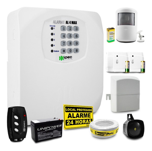 Kit Alarme Residencial 3 Sensores Discadora Gsm E Bateria