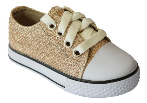 Zapatillas Glitter Brillo Nena Color Bronce