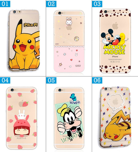 Case Funda Silicona Guffy Mickey Pikachu iPhone 6 6s