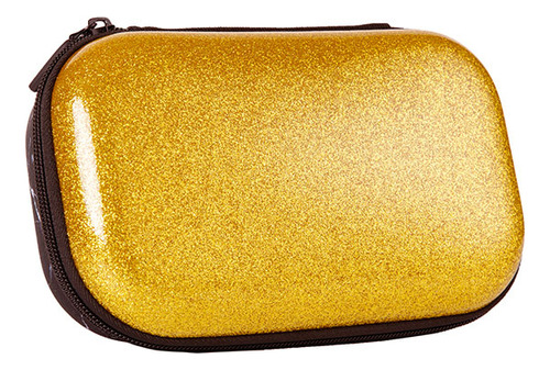 Lapicera Estuche Zipit Semi Rigida Glitter Box Dorado Color Dorado Oscuro