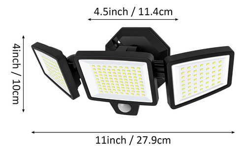 Luces Led De Seguridad Ip65 Con Sensor Y 3 Cabezas Ajustable