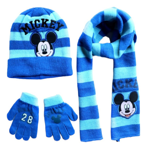 Gorro +  Bufanda + Guantes Mickey Disney Lana