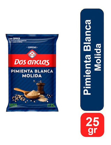 Pimienta Blanca Molida Dos Anclas Especias Secas X 25 Gr