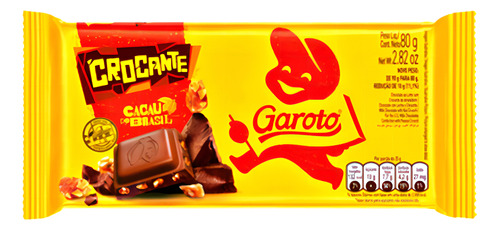 Chocolate Garoto Crocante Barra 80g Caixa Com 16 Unidades