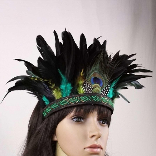 2x Tocados De Plumas Corona India Tocado Diadema Niños Azul