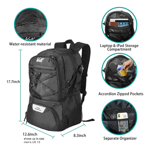 Mochila De Baloncesto Grande Con Compartimento Para Zapatos