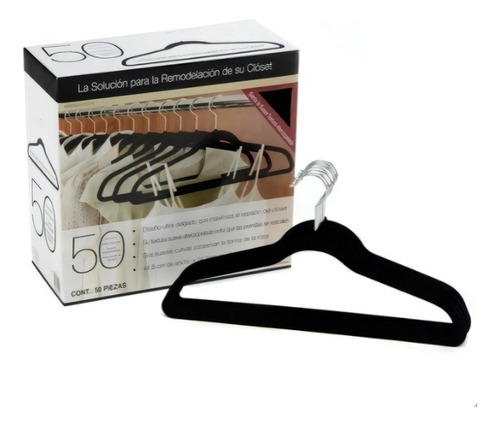 Set 50 Ganchos PARA ropa DE Terciopelo Negro MARCA Cohesion Product