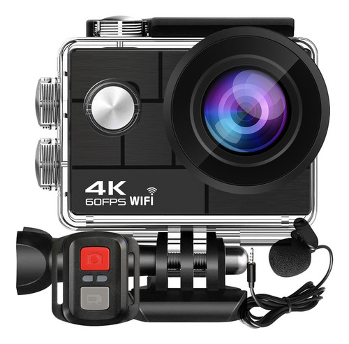 Câmera Esportiva H9rs 4k Hd Controle Microfone Estabilizador Cor Preto