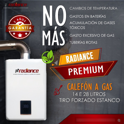 Imagen 1 de 3 de Calefón A Gas Radiance T Forzado 14e 28lts Garantía 2 Años