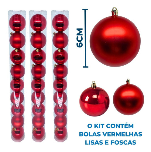 Kit Árvore De Natal 1,80mts Completa Com Luzes Bolas E Laços Cor Vermelho