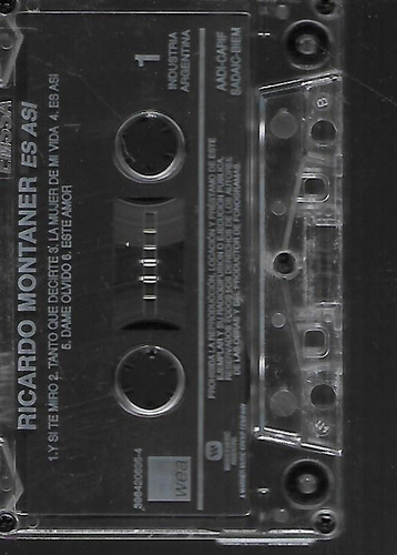 Ricardo Montaner Album Es Asi Sello Warner Music Cassette