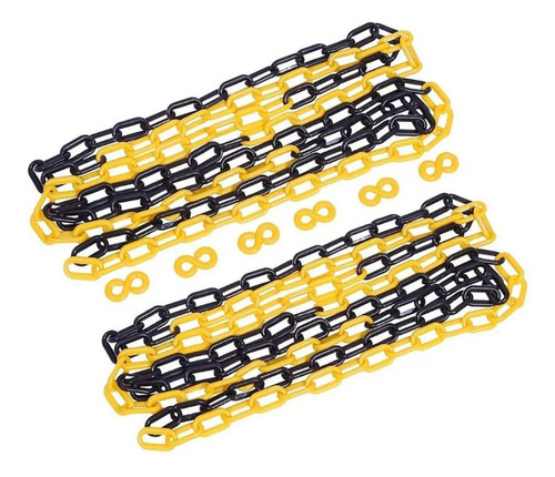 Corrente Plástica Amarela E Preta Elo Grande 9 Mm Plastcor
