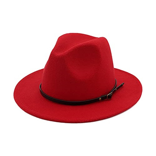 Sombrero De Fedora Clásico De Ala Ancha Con Hebilla