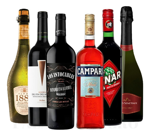 Mix Celebración Los Intocables + Campari + Cynar + Sidra X6