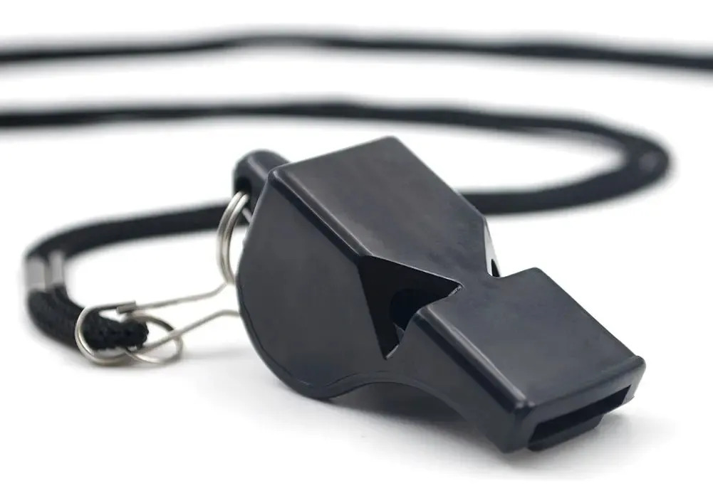 Apito Esportivo Potente 120db Com Protetor Dentário E Cordão Preto