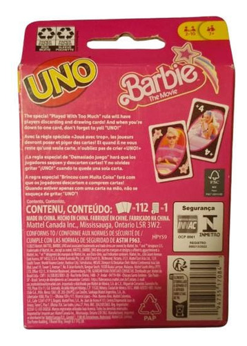 Uno Barbie The Movie Mattel