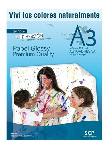 Resma A3 Papel Glossy Brillante Autoadhesivo 130 Gr X 100