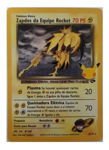 Carta Pokémon Original Zapdos da Equipe Rocket 07/25