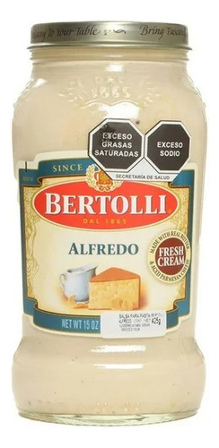 3 Pza Salsa Alfredo Bertolli Con Queso Parmesano Añejado 425