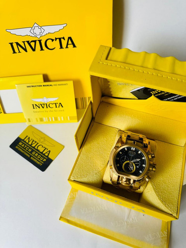 Reloj Pulsera Invicta Bolt Seuz Fondo Negro Dorado Dorado Negro (Usado)