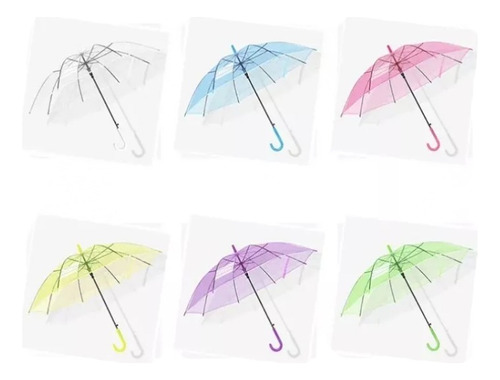 Paraguas Plegable 8 Varillas 60cm Color Transparente Lluvia