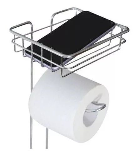 PORTA ROLLO PAPEL HIGIÉNICO CON SOPORTE PARA CELULAR DE ACERO INOXIDABLE  18X9CM – Grupo Tasayco