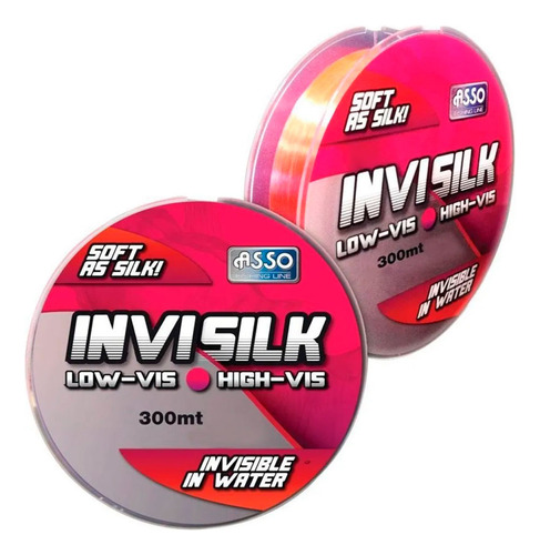 Nylon Asso Invisilk X 300mts 0,30mm Pesca Invisible Bajo Agu Color Rosa