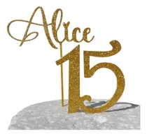 Comprar Adorno Torta Personalizado Nombre Numero 15cm Glitter Brillo Dorado Nombre Y Numero