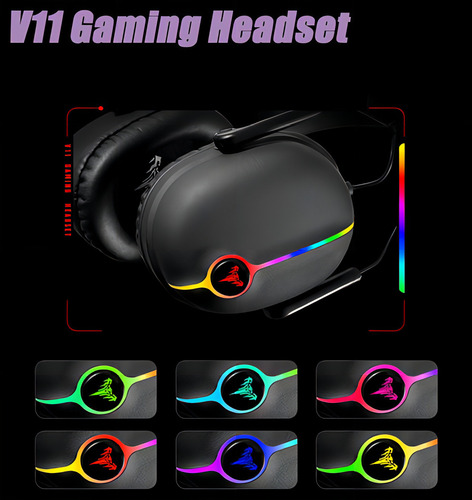 Fone Gamer Pro 7.1 Com Led Hell Crack Usb Cor Preto Cor da luz LED COLORIDO