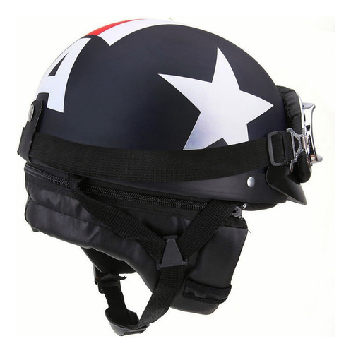 Casco Semiabierto Retro Con Goggles Y Parasol P/motociclista