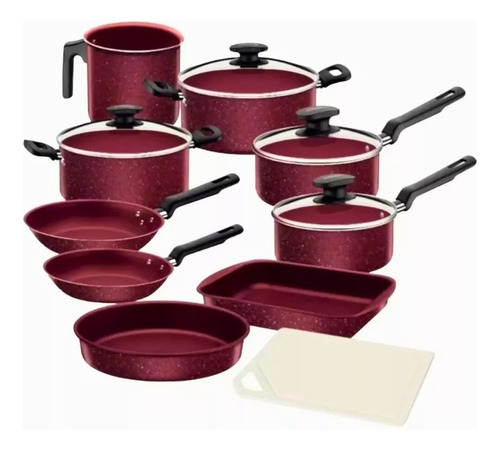 Set Bateria Completa Ollas Antiadherente Tramontina Turquia Bordó