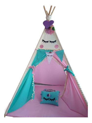 Tipi Teepee Casita Tienda Infantil Unicornio Con Nombre Cama