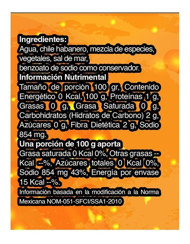 Salsa habanera 190ml paquete con 3 piezas Fresh Harvest
