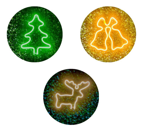 Trio Luminárias Neon Led Kit Natal Instagramavel Bivolt