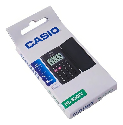 Calculadora Casio Portatil Negro 8 Digitos 10x12 Cm Con Tapa Negro