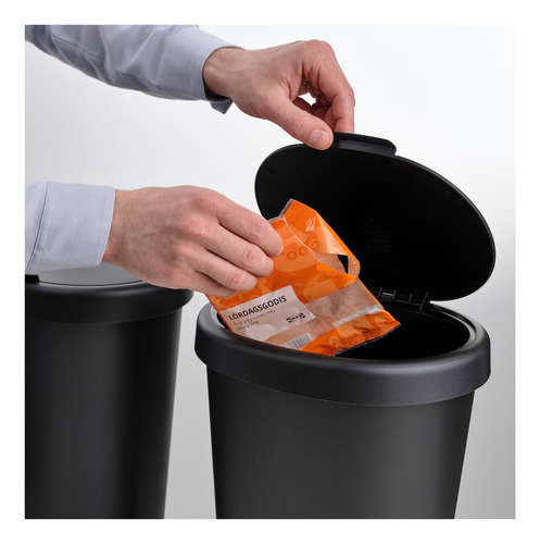 Bote De Basura 8l Doble Compartimento Con Tapa Compacto Negro