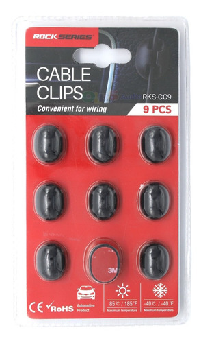 Clip C/ Adhesivo Sujeta Cables 9 Pz Rockseries Rks-cc9
