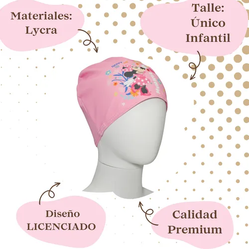 Gorra De Natación De Lycra Minnie Mouse Disney Color Rosa Tamaño Unico