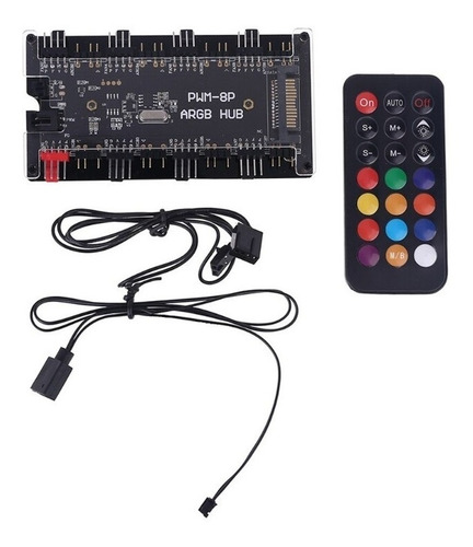 Imagem 2 de 10 de Divisor Splitter Cooler Fan Velocidade Pwm + Rgb 5v 3 Pinos