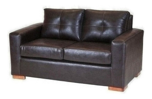 Sofa Franco 2 Cuerpos Pu Café Pata Madera / Muebles América