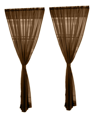2 Unds Cortinas Para Ventana Decor Hogar Café 100x200cm