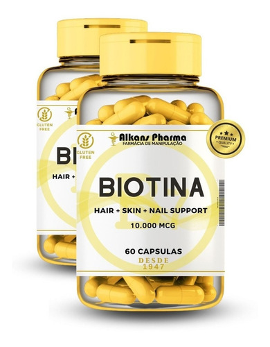 Biotina - Vitamina B7 10.000 Mcg 120 Caps Com Nota E Laudo Sabor Sem Sabor