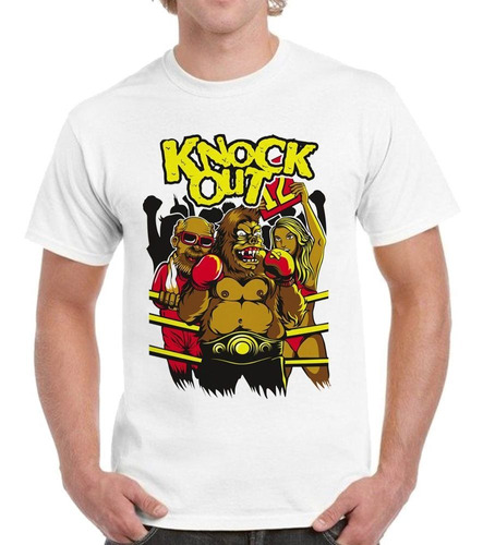 Remera De Hombre Knock Out Gorilla Boxeador En El Ring