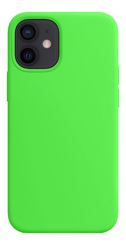 Capa Capinha Silicone Compatível Com iPhone 12 Mini C/ Borda Cor Verde Neon